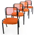 Produktbild: 4er Set Konferenzstuhl Besucherstuhl orange Sitzfläche gepolstert stapelbar Büro