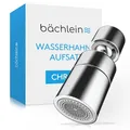 Produktbild: Bächlein Universal Wasserhahn-Aufsatz in Chrom mit zwei Strahlarten - Drehbarer Wasserhahn-Luftsprudler für Küchenarmaturen