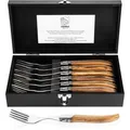 Produktbild: Laguiole-StyleDeVie Menügabel Luxury Line, Olivenholz, braun / silber, 6 Stück