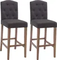 Produktbild: CLP 2er Set Barhocker Louise Stoff gepolsterte Sitzfläche und Holzgestell,dunkelgrau antik-hell