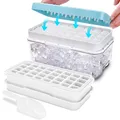 Produktbild: Eiswürfelbehälter lebensmittelecht mit Deckel BPA-frei 64 Stück Blau Ice Tray