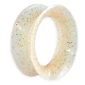 Produktbild: viva-adorno 1 Stück Tube Flesh Tunnel Plug Silikon Ohr Piercing Glitter Glitzer Opal schimmernd flexibel Größe Z108g Creme/Gold, 12mm