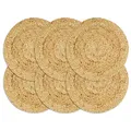 Produktbild: vidaXL 6X Tischset Platzmatte Platzset Platzdeckchen Platzdecke Tischdeko Platzmatten Tischmatte Untersetzer Uni Natur 38cm Rund Jute