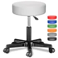 Produktbild: Casaria® Rollhocker Höhenverstellbar 10cm Polsterung 46-60 cm Sitzhöhe 360° Drehbar Ø 35cm Rund Rollen Bürohocker Drehhocker Arbeitshocker Hocker Weiß