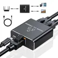 Produktbild: LAN Splitter 1 auf 2 Gigabit Ethernet Netzwerk Splitter 1000 Mbps, 2-Port LAN Switch mit USB-C Stromkabel, RJ45 Ethernet Splitter für Computer, Router, Set-Top Box, IPTV, Digital TV & Mehr