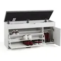 Produktbild: Mondeer Schuhbank mit Sitzfläche Schuhschrank 100 x 52 x 30 cm Weiß - Weiß