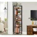 Produktbild: VASAGLE Eckregal mit 5 Ablagen, 150 x 30 x 30 cm, Bücherregal, Aufbewahrungsregal, multifunktional, Industrie-Design, vintagbraun-schwarz LLS803B01 - Braun/Schwarz
