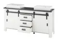 Produktbild: Furn.Design Doppelwaschtisch Stove (in weiß Pinie inkl. 2x Waschbecken, Breite 164 cm), mit 2 Schiebetüren und Soft-Close