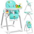 Produktbild: KIDIZ® 3in1 Hochstuhl Kinderhochstuhl inkl. Spielbügel, Babyliege, Kombihochstuhl Babyhochsitz,7 höhenverstellbar Verstellbare Rückenlehne, mitwachsend ab 0 bis 36 Monate Babystuhl, Türkis
