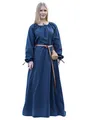 Produktbild: Battle-Merchant - Mittelalter Kleid Ana Damen - Wikinger Kostüm Langarm bodenlang Baumwolle - LARP Gewandung (Blau, S)