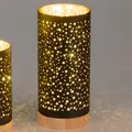 Produktbild: LED Tischlampe Zylinder STARS Sterne schwarz H. 20cm aus Glas Formano W25