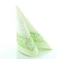 Produktbild: Sovie HORECA Airlaid Serviette LARA in GRÜN, 40 x 40 cm, 1/4 Falz, 50 Stück – saugstark & stoffähnlich - Blütenornamenten - Ideal für Hochzeiten, Jubiläen, Geburtstage