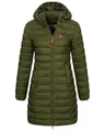Produktbild: Geographical Norway Damen Winter Jacke Steppjacke Parka Lange Kapuzenjacke Steppmantel Outdoor abnehmbare Kapuze, Farbe:Olive, Größe:S (36)