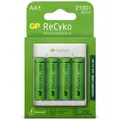 Produktbild: GP USB Akku-Ladegerät AA / AAA + 4x AA-Akku ReCyko 2100mAh Mignon LR06 Batterie