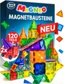 Produktbild: Magneo® Magnetische Bausteine 120 teilig inkl. 2 Autos - Magnetbausteine für ...