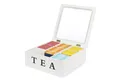 Produktbild: VanHenry Teebox Teekiste aus Holz mit 9 Fächern und Sichtfenster, (1-tlg), Teebeutel Aufbewahrungsbox Weiß