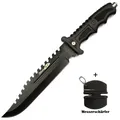Produktbild: Outback Combat Knife Jagdmesser groß schwarz Outdoormesser + Messerschärfer