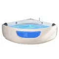 Produktbild: Tronitechnik® Eckbadewanne mit Whirlpool 150x150cm mit Sitz Acrylwanne für Zwei Personen, Eck-Badewanne mit Armatur, freistehend und vormontiert Indoor Whirlpoolbadewanne mit LED