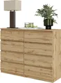 Produktbild: FURNICA - GABRIEL - Kommode / Sideboard mit 8 Schubladen - Wotan Eiche H92cm B120cm T33cm