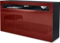 Produktbild: Vladon Sideboard Valencia, Germany, Kommode mit 3 Türen und 1 offenem Fach, Schwarz matt/Bordeaux Hochglanz/Bordeaux Hochglanz (155 x 92 x 40 cm)