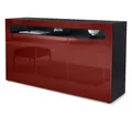 Produktbild: Vladon Sideboard Valencia (Sideboard, mit 3 Türen und 1 offenem Fach), Schwarz matt/Bordeaux Hochglanz/Bordeaux Hochglanz (155 x 92 x 40 cm)