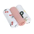 Produktbild: LÄSSIG Baby Mulltuch Spucktuch Puckdecke 3er Set Baumwolle 80 x 80 cm/Heavenly Soft Swaddle L Happy Fruits Cherry