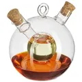 Produktbild: Relaxdays Essig- und Ölspender, 2 in 1, Ölflasche mit Korken, Essig und Öl in einem, 375 ml und 50 ml, Glas, transparent