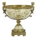 Produktbild: Casa Padrino Luxus Barock Porzellan Schale auf Sockel mit 2 Messing Griffen