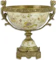 Produktbild: Casa Padrino Luxus Barock Porzellan Schale auf Sockel mit 2 Messing Griffen