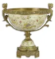 Produktbild: Casa Padrino Luxus Barock Porzellan Schale auf Sockel mit 2 Messing Griffen