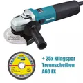Produktbild: Makita 9565HRZ Winkelschleifer 125mm 1100W 12.000min + 25x Trennscheiben