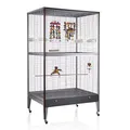 Produktbild: Montana Cages | Vogelvoliere großer Vogelkäfig Happy Home 99B Antik-Platinum Sittich Vogelheim Vogelhaus mit Holzstangen und Futternäpfen, ca. 99 x 71 x 170 cm