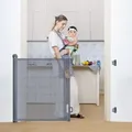 Produktbild: Türschutzgitter 0-180cm Einhandbedienung Schleuse 0-180° Treppenschutzrollo Hund Türgitter und Baby Treppenschutzgitter Einziehbares Tür Auszie... - Grau