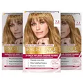 Produktbild: L'Oréal Paris Permanente Haarfarbe, 100% Grauhaarabdeckung, Haarfärbeset mit Coloration, Shampoo und 3-Fach Pflege Creme Farbe, Excellence Creme, 7.3 Haselnussblond, 3 x 268 g
