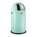 Produktbild: Wesco Pushboy Mülleimer in der Farbe Mint, pulverbeschichtetes Stahlblech, 50 Liter Volumen, große Edelstahlklappe, herausnehmbarer Innenbehälter
