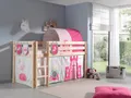 Produktbild: Vipack Hochbett Pino, Spielbett massiv Kiefer, stabil gebaut, 3 Korpusfarben zur Wahl (inkl. Rolllattenrost, Leiter und Absturzschutz, mit oder ohne Rutsche) Textil-Set 