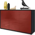 Produktbild: Vladon Sideboard Ben V3, Kommode mit 3 Türen und 2 Schubladen, Schwarz matt/ Bordeaux Hochglanz (117 x 74 x 36 cm)