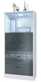 Produktbild: Vladon Kommode Pino V3 (Anrichte, mit 4 Schubladen & 1 offenem Fach mit Beleuchtung), Weiß matt/Grau Hochglanz (56 x 125 x 36 cm)