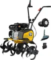 Produktbild: TEXAS Gartenfräse Motorhacke Bodenhacke Lilli 535TG Set Bodenfräse Benzin mit Antrieb mit Pflug und Rädersatz | 36-85 cm Arbeitsbreite | 4000 Watt | 5,5 PS | 33cm Tiefe | Vorwärts- und Rückwärtsgang