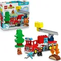 Produktbild: LEGO DUPLO Town Löschauto mit Schlauch und Feuerwehrmann- Lernspielzeug für Motorik - Rotes Feuerwehrauto mit Leiter, Figur und Eichhörnchen - G... - Bronze