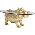 Produktbild: Couchtisch Beistelltisch Nilpferd Motiv Glas Platte Gold Kare Design