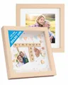 Produktbild: PHOTOLINI 3D Bilderrahmen zum Befüllen 20x20 Natur, 1,5 cm tiefer Objektrahmen mit Glas, 2x tiefer Bilderrahmen 20x20 Holz MDF mit Passepartout, dicker 3D Rahmen befüllbar für Gegenstände Geschenk