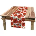 Produktbild: Abakuhaus Tischläufer Esszimmer Küche Rechteckiger Dekorativer Tischläufer, Mohn Floral Blossom Spring grün 40 cm x 300 cm