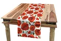 Produktbild: ABAKUHAUS Mohn Tischläufer, Floral Blossom Spring, Esszimmer Küche Rechteckiger Dekorativer Tischläufer, 40 x 300 cm, Olivengrün Orange Weiß