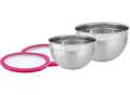 Produktbild: Schüssel RÖSLE, pink (pink, silberfarben), B:27cm H:16cm T:28,5cm Ø:24cm, Edelstahl 18/10, Schüsseln, Schüssel, mit Frischhaltedeckel, Ø 20/24 cm, spülmaschinengeeignet
