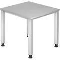 Produktbild: Hammerbacher Q Series VQS Höhenverstellbar Schreibtisch Rechteckig Grau 4 Metallfüße 800 (B) x 800 (T) x 810 (H) mm Spanplatte, Stahl