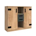 Produktbild: Froschkönig24 Liverpool Highboard Kommode Anrichte Plankeneiche/Graphit