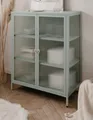 Produktbild: Kommode Metall mintgrün Vitrine Glasvitrine geriffeltes Glas 80 x 102 cm Maram