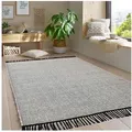 Produktbild: TaraCarpet Wollteppich Handwebteppich Borkum 100% Baumwolle, rechteckig, Höhe: 5 mm, gewebt Baumwolle natur modern Wohnzimmer Küche 240x340 cm weiß 240 cm x 340 cm x 5 mm