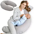 Produktbild: sei Design Stillkissen 170x30 cm ergonomisch | Schwangerschaftskissen Seitenschläferkissen Komfortkissen Erwachsene | Neugeborene Baby Kissen mit Bezug 100% Baumwolle